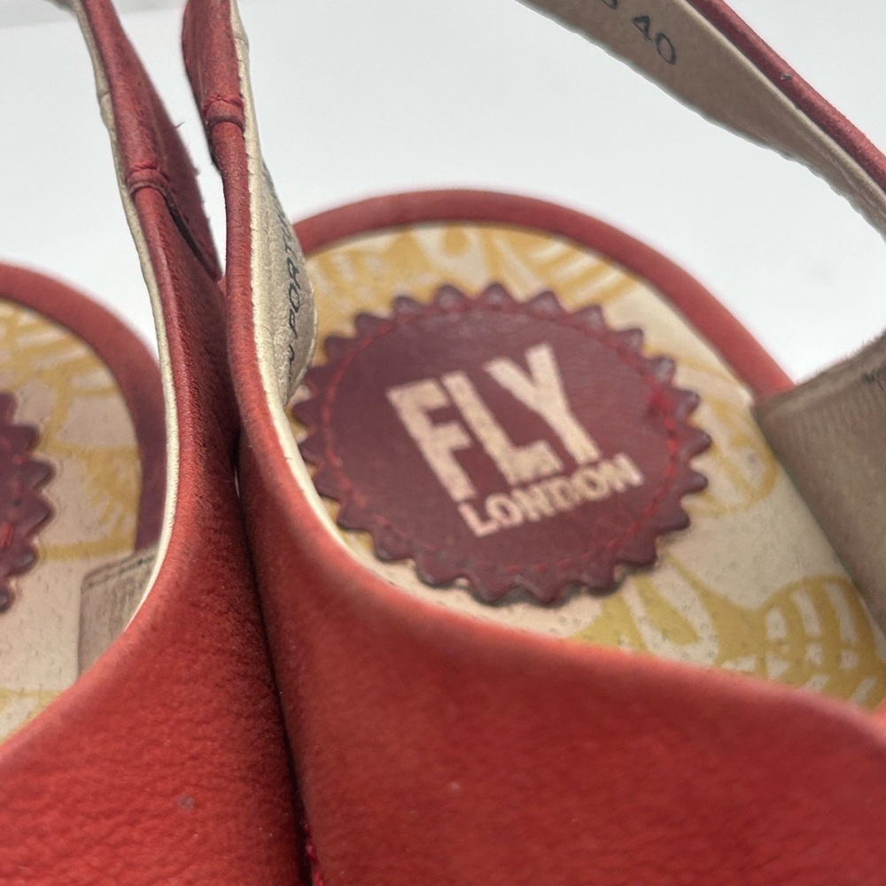 FLY LONDON Red leather wedge sandals Size 40 - Picture 11 of 16